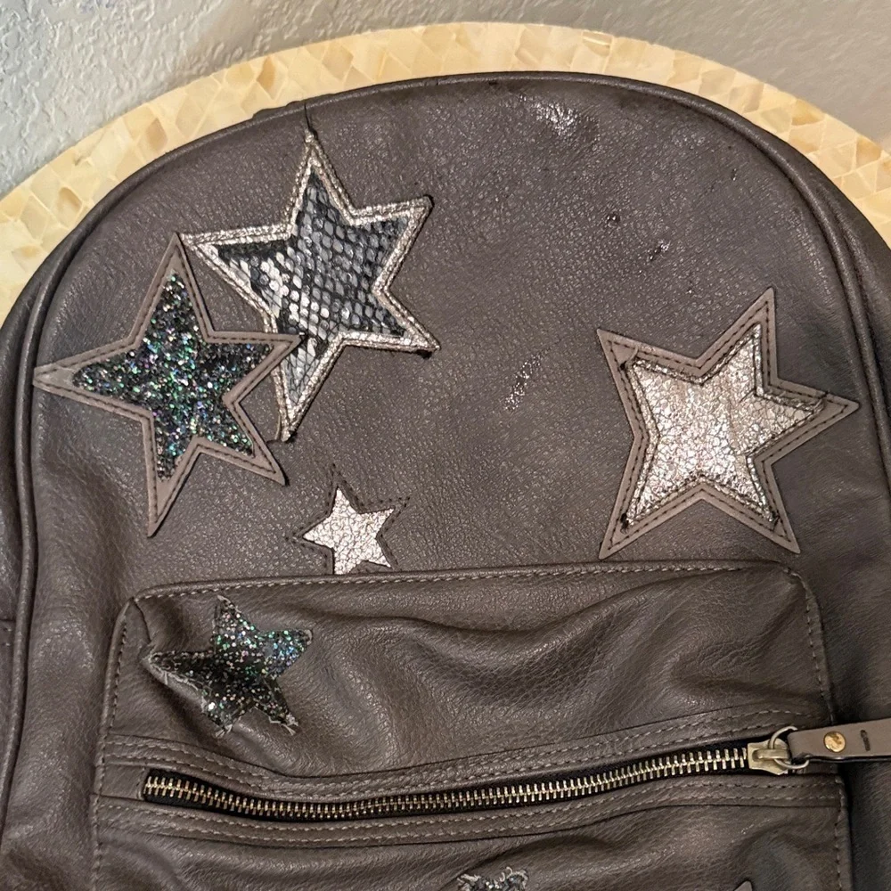 Star-Embellished grey Backpack